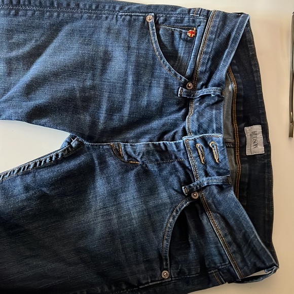 Hudson skinny jeans. They sit low wasted, and have a little bit of wear. - Picture 2 of 5